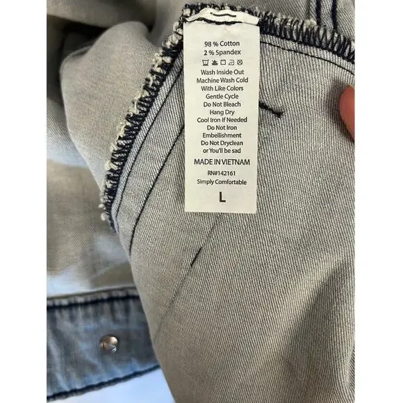 Lularoe Women's Size L Color block Denim Jean Button Up Jacket #0039 - Picture 6 of 6